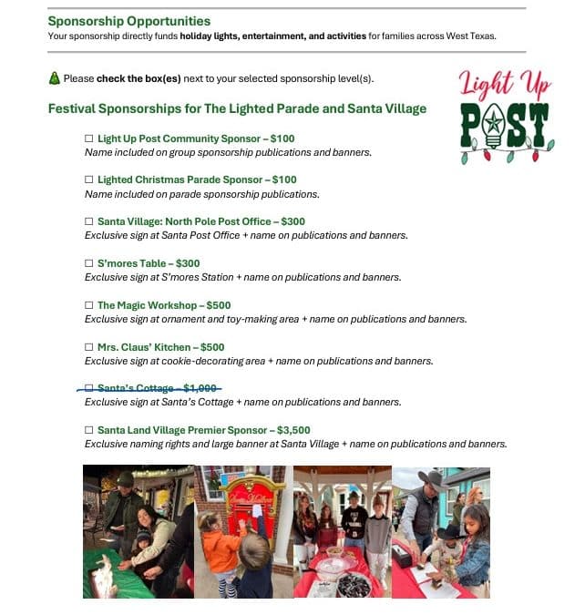 Light Up Post Sponsorship Opportunities!