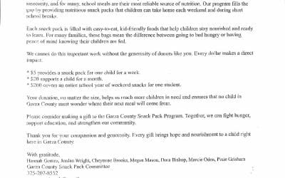 Garza County Snack Pack Program