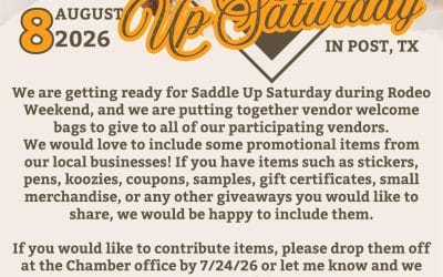 Saddle Up Saturday – Vender Welcome Bags